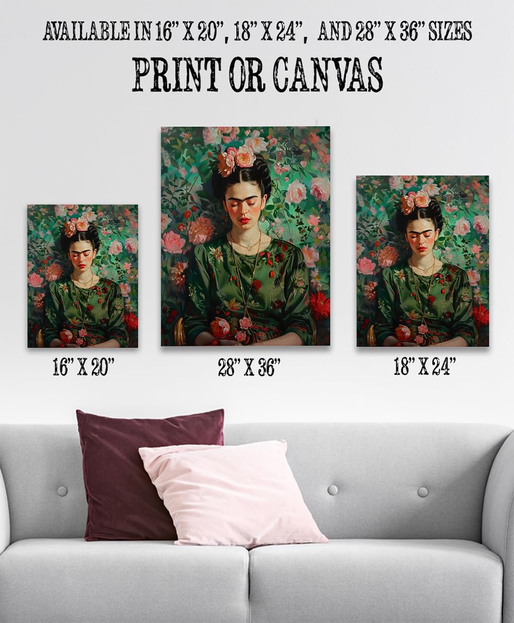 Amazon.com: Frida Kahlo in Green Frida Inspired 16x20 Unframed Print  Playful Floral Portrait Vibrant Green Dress Feminine Expression Botanical  Folk Style Colorful Art for Gallery Walls Living Rooms Studios : Home &