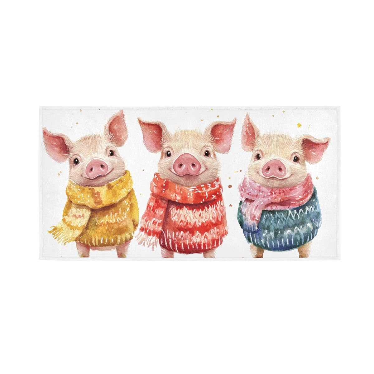 LSRCPD Cute Pigs Wearing Sweaters Hand Towel, Multipurpose Spa Towels for Hand, Face, Hair, Bath 15 x 30 Inches
