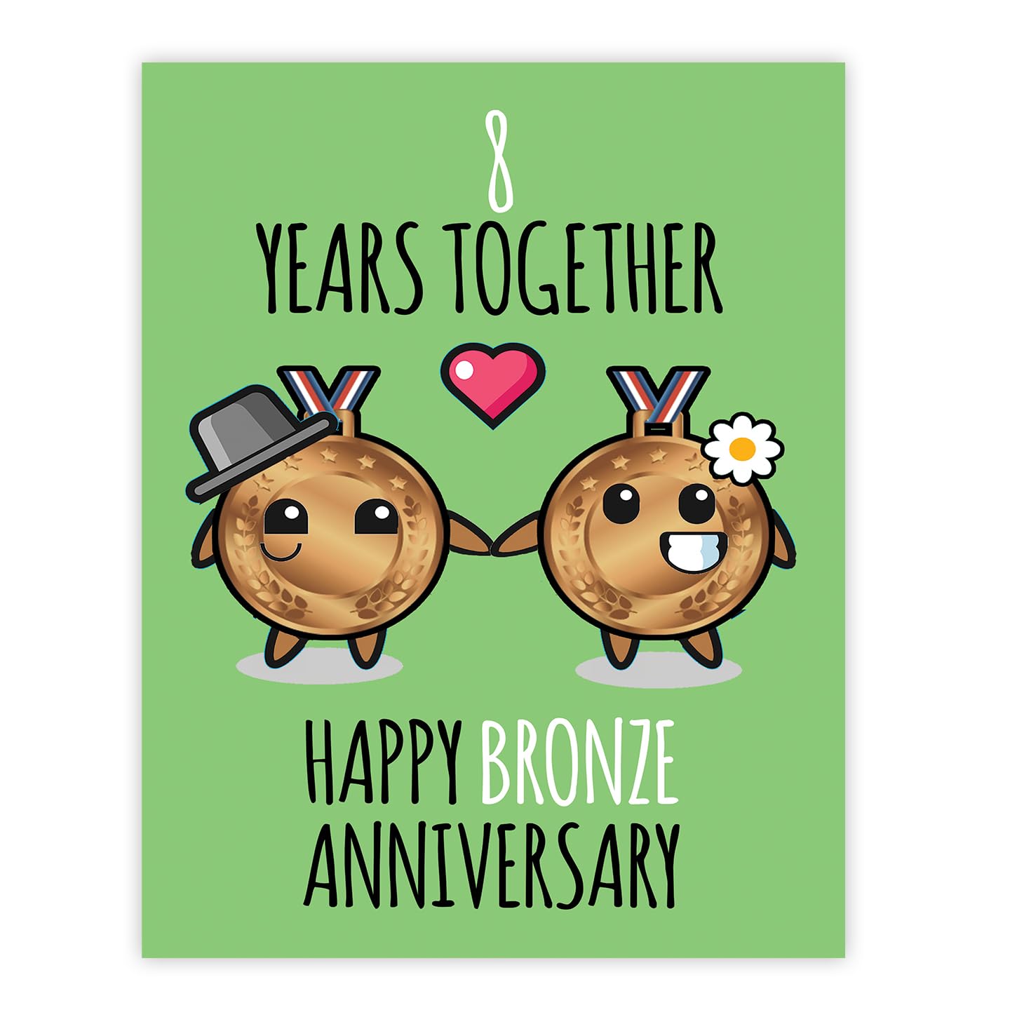 Stuff4 8th Anniversary Poster Unframed - 8 Years Together - Happy 8th Wedding Anniversary Cute Gifts for Girlfriend Wife Companion Boyfriend Partner Husband, 8x10 Inch Anniversaries Posters