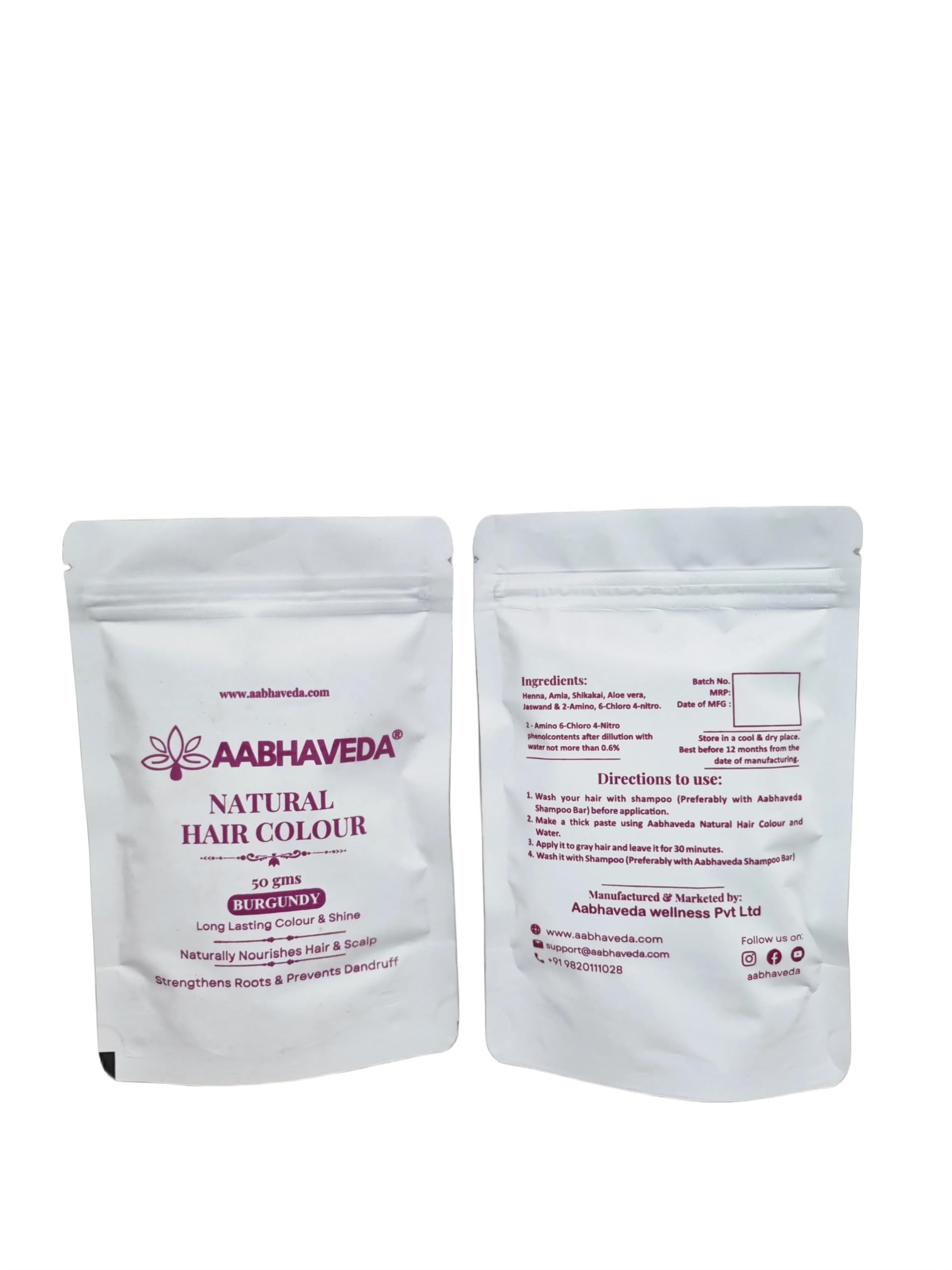 AabhaVeda Organic Natural Hair Color - Vibrant Shades | Black | Burgundy | Brown | Natural Ingredients: Henna, Amla, Shikakai, Aloe vera & Jaswand | Fade-Resistant - 50GM (Burgundy)-image-46
