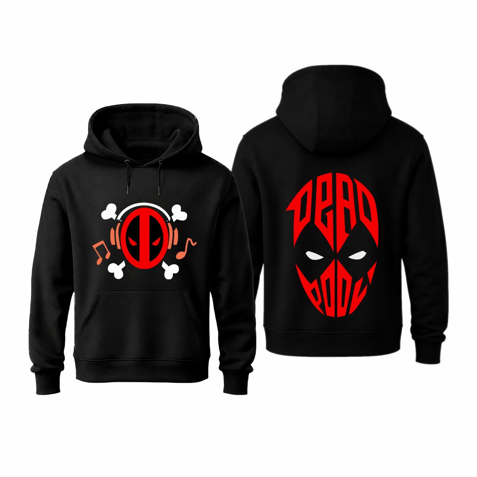 Soft Black Cotton Hoodie with Dead PO Graphic | 100% Cotton Unisex Hooded Sweatshirt | Daily Casual Wear-image-1