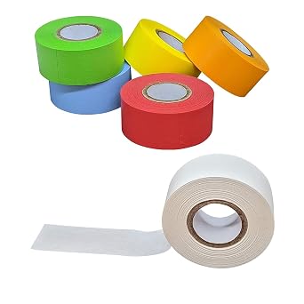 SIX Lab Labeling Tape Variety Pack, 500" Length x 1" Width, 1 Inch Core [5 Rolls of Assorted Colors and White] for Color Coding and Marking