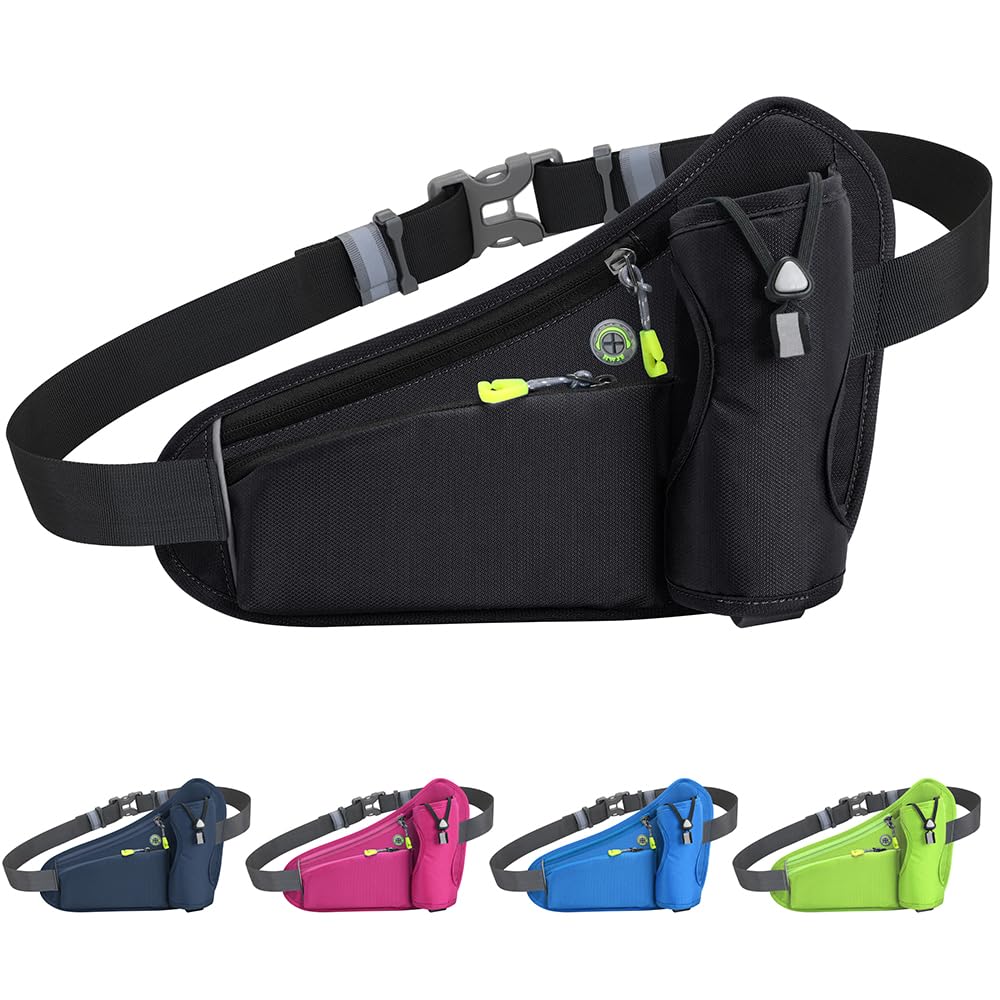 Tyuodna Laufgürtel Handy,Gürteltasche mit Flaschenhalter,Running Belt,Bauchtasche für Trinkflasche,Verstellbar Hüfttasche Damen und Herren,Trinkgürtel für Jogging (Schwarz)
