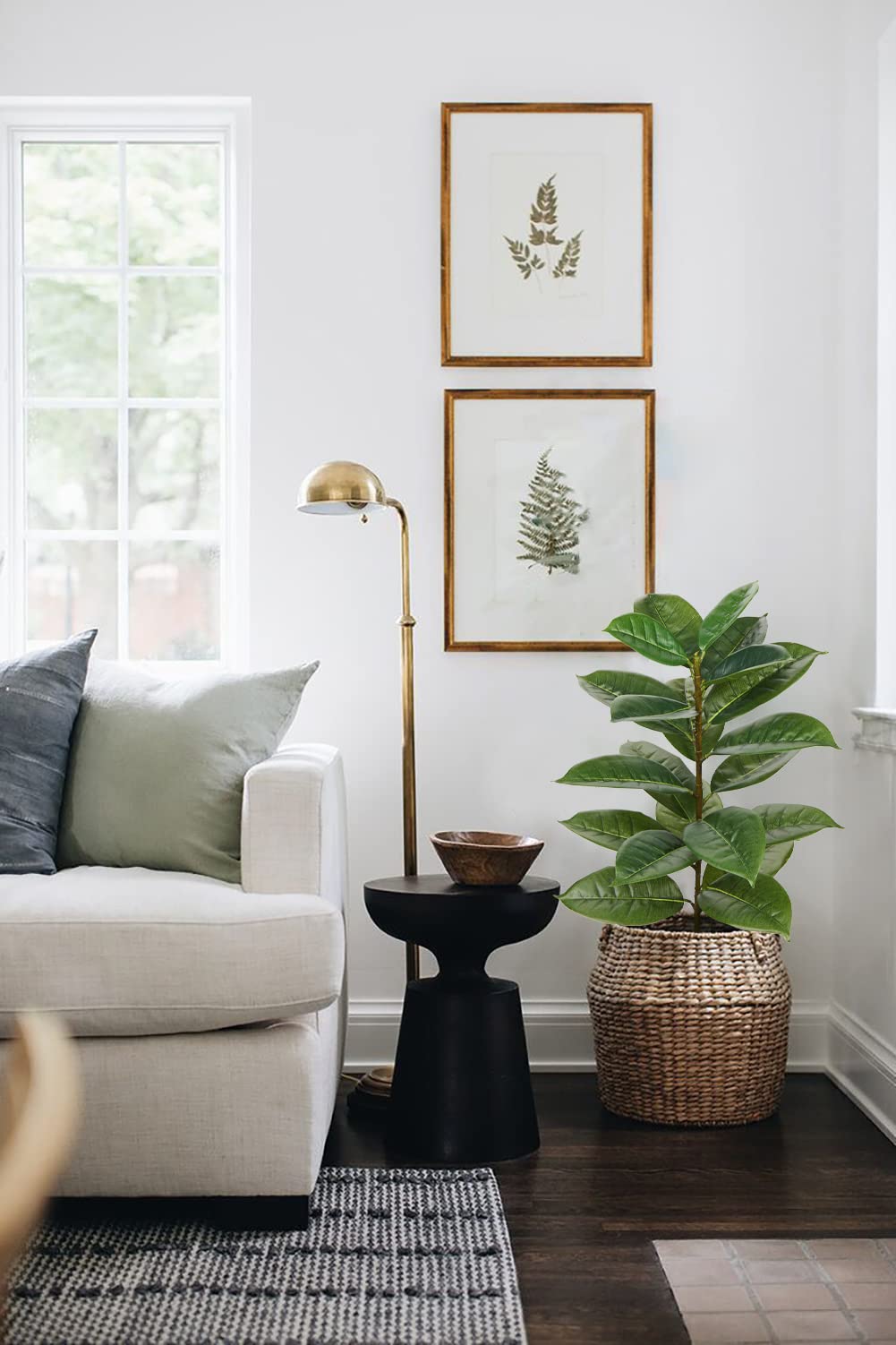 Künstlicher Gummibaum (Ficus Elastica) Groß – Kunstpflanze In Korb, Täuschend Echt, Pflegeleicht, Für Wohnzimmer & Büro
