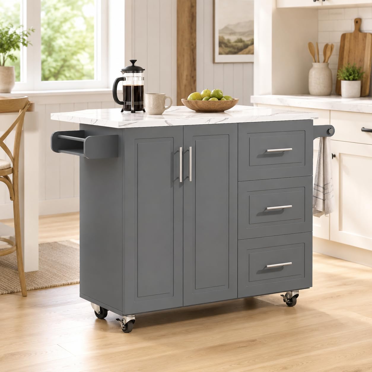 Amazon.com: 4 EVER WINNER Kitchen Island on Wheels with Storage