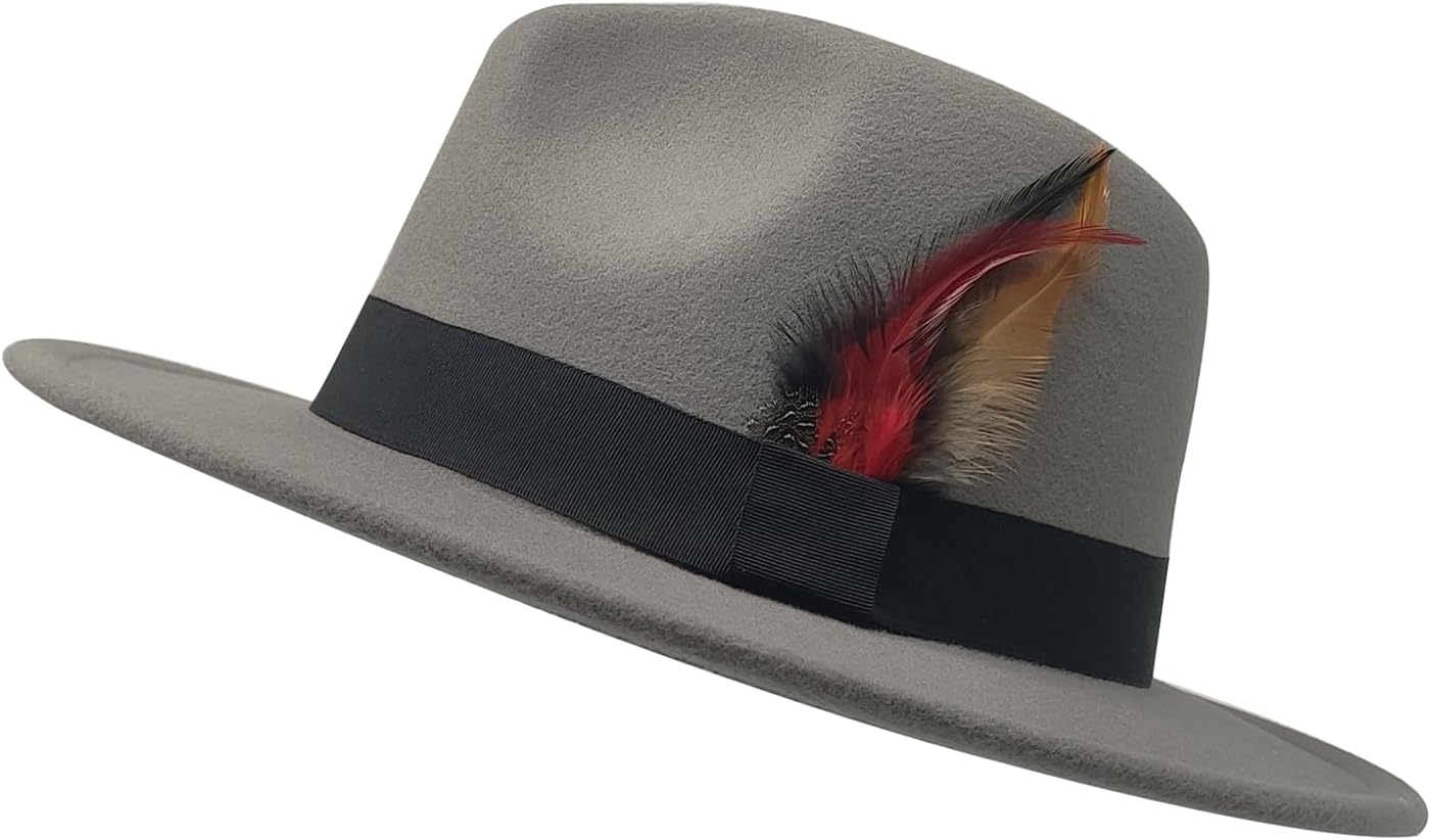 Mens Fedora Hats Classic Wide Brim Fedora Hat for Women Men Dress Hats Panama Hat with Band - Image 6