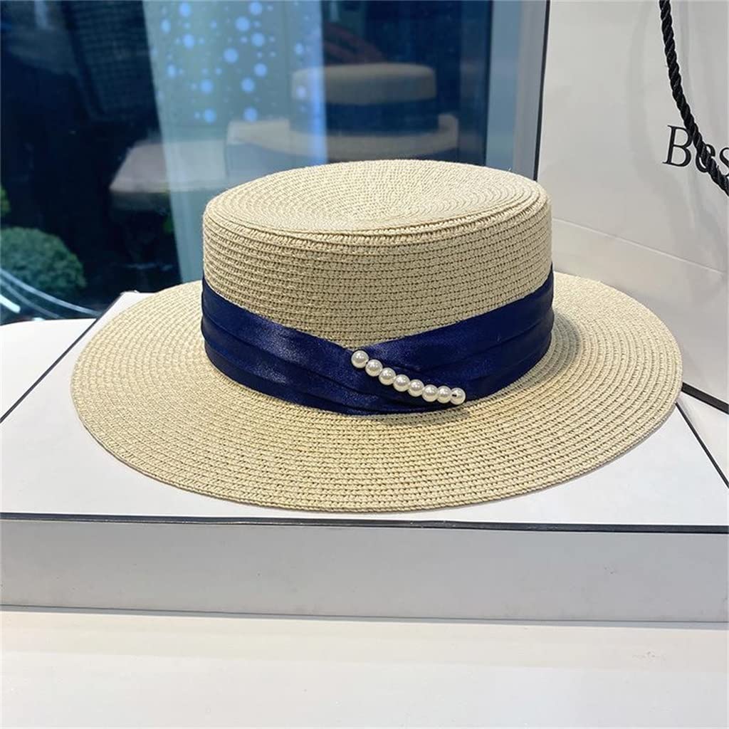 Cappelli Estivi da Spiaggia francesi per Donna Cappello con Visiera Aderente Cappello Panama Casual da Viaggio Jazz con Perle da Viaggio