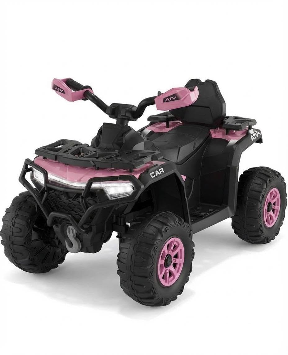 Quad électrique Enfant 12V Tout-Terrain – 2 Moteurs Puissants, Suspension, Télécommande Parentale, Phares LED, Musique, Sans Fil, USB, Klaxon, Drapeau LED – Véhicule ATV 4 Roues Pour Filles Et Garçons