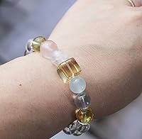 Vista 41 de Precious Gemstone Natural Crystal Healing Bracelet, Rutilated Quartz, Moonstone, Quartz Handmade Original Design Bracelet