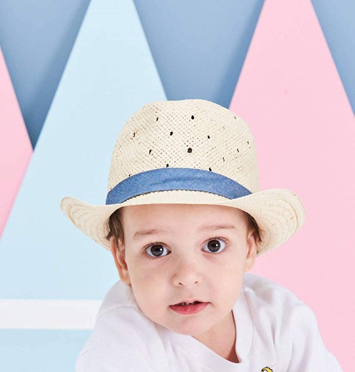 Chapeau de paille d'été pour enfants garçons Chapeau de protection solaire pour bébé Chapeau de plage Fedora