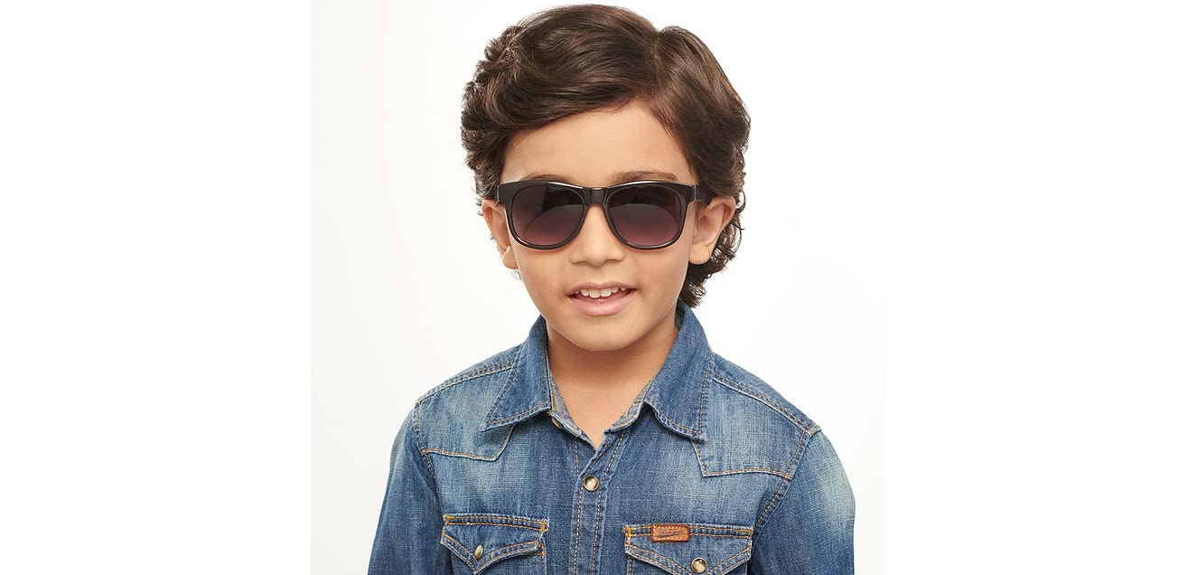 Hooper By Lenskart | Full Rim Square Latest and Stylish Kids Sunglasses | 100% UV Protected | For Boys & Girls (Age 5-8 Years) | HP S14899M, Black - Image 3 thumbnail