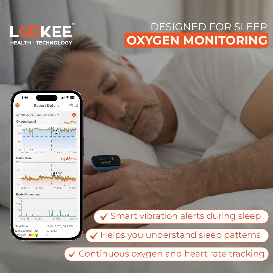 LOOKEE O2Ring - Rilevatore di Ossigeno con App per PC, per monitoraggio Fitness e monitoraggio del Sonno