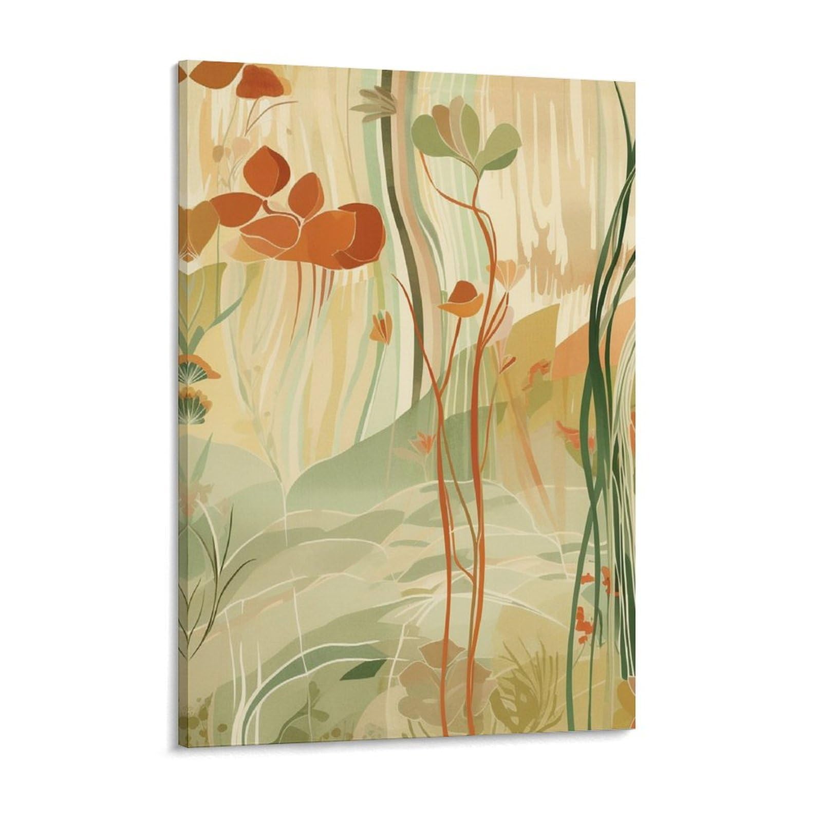 Orange Line Art Canvas Wall Art for Bedroom 12x16inch Canvas Prints Artwork for Walls Modern Picture Artwork Painting for Living Room Aesthetic Wall Paintings for Bathroom Kitchen Office Deco