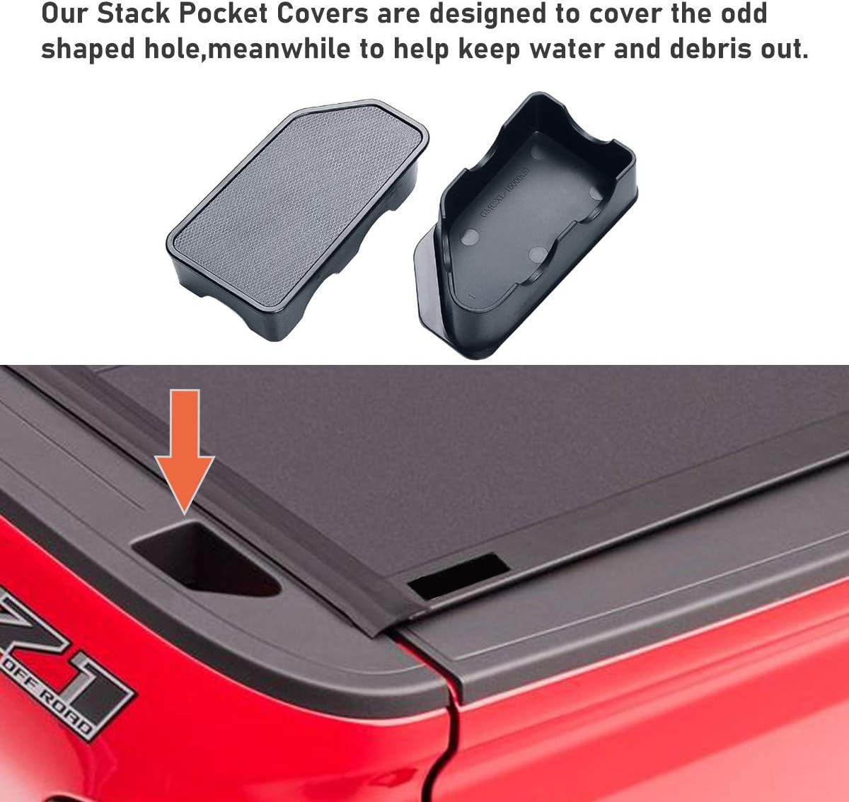 Jaronx Stake Pocket Covers Compatible with GMC Sierra 1500 2014-2018 / Compatible with Chevy Silverado 1500/2500/2500HD/3500,Truck Bed Rail Stake Pocket Covers Stake Odd Shaped Hole Plugs (Set of 2)