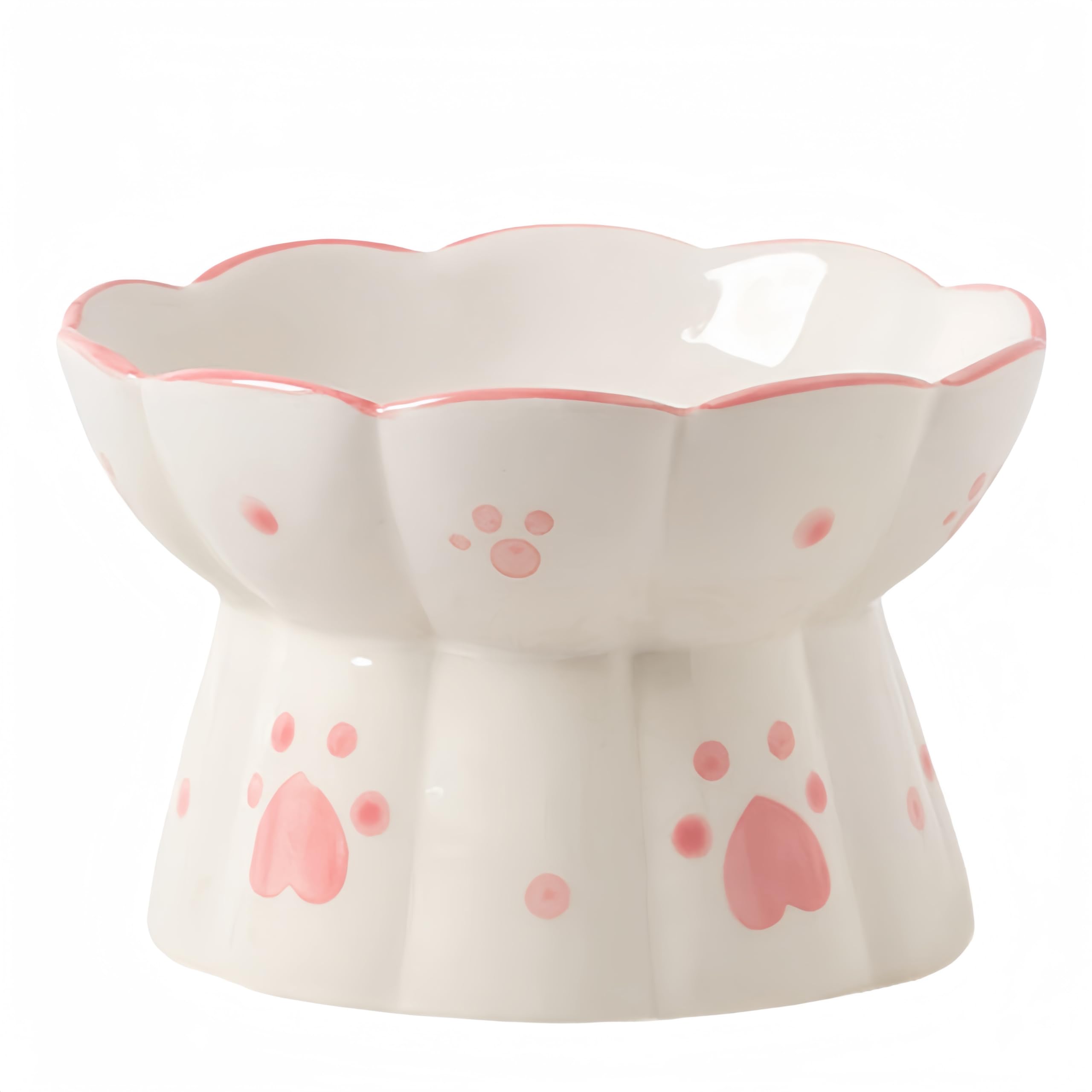MEETOZ Ceramic Cat Feeder, Elevated Cat Feeding Bowls with Stand Flat mouth Water Bowls