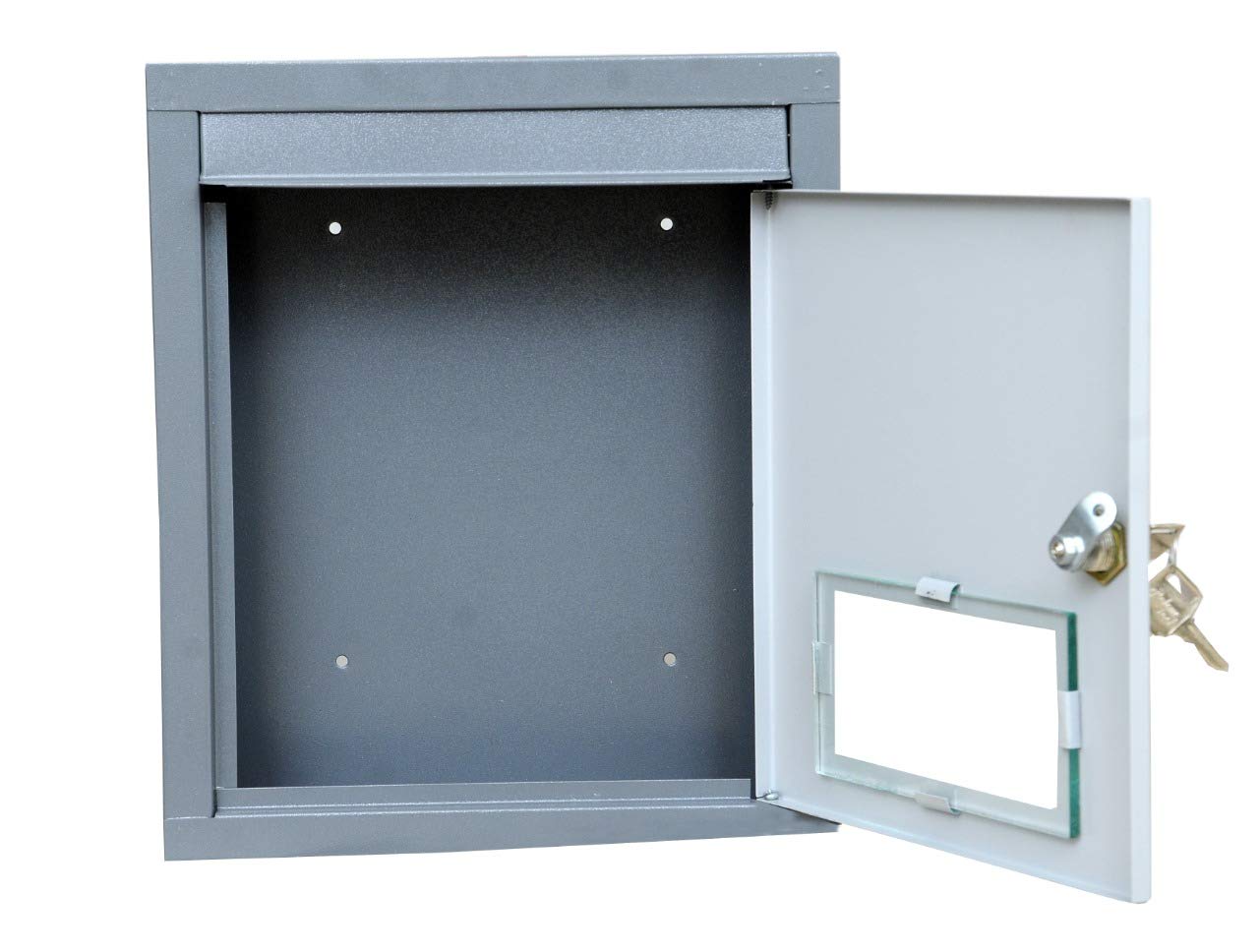 Lepose High Grade Metal Suggestion Box/Letter Box/Complaint Box/Donation Box with Two Key Lock Wall Mountable or On Table Surface (Gray) 2