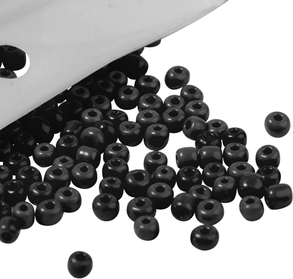 PH PandaHall 1900 Pcs 8/0 Glass Seed Beads, 3mm Round Waist Beads Mini Spacer Beads for Earring Bracelet Necklace Choker Jewelry Making Halloween Decor, Black - Image 2