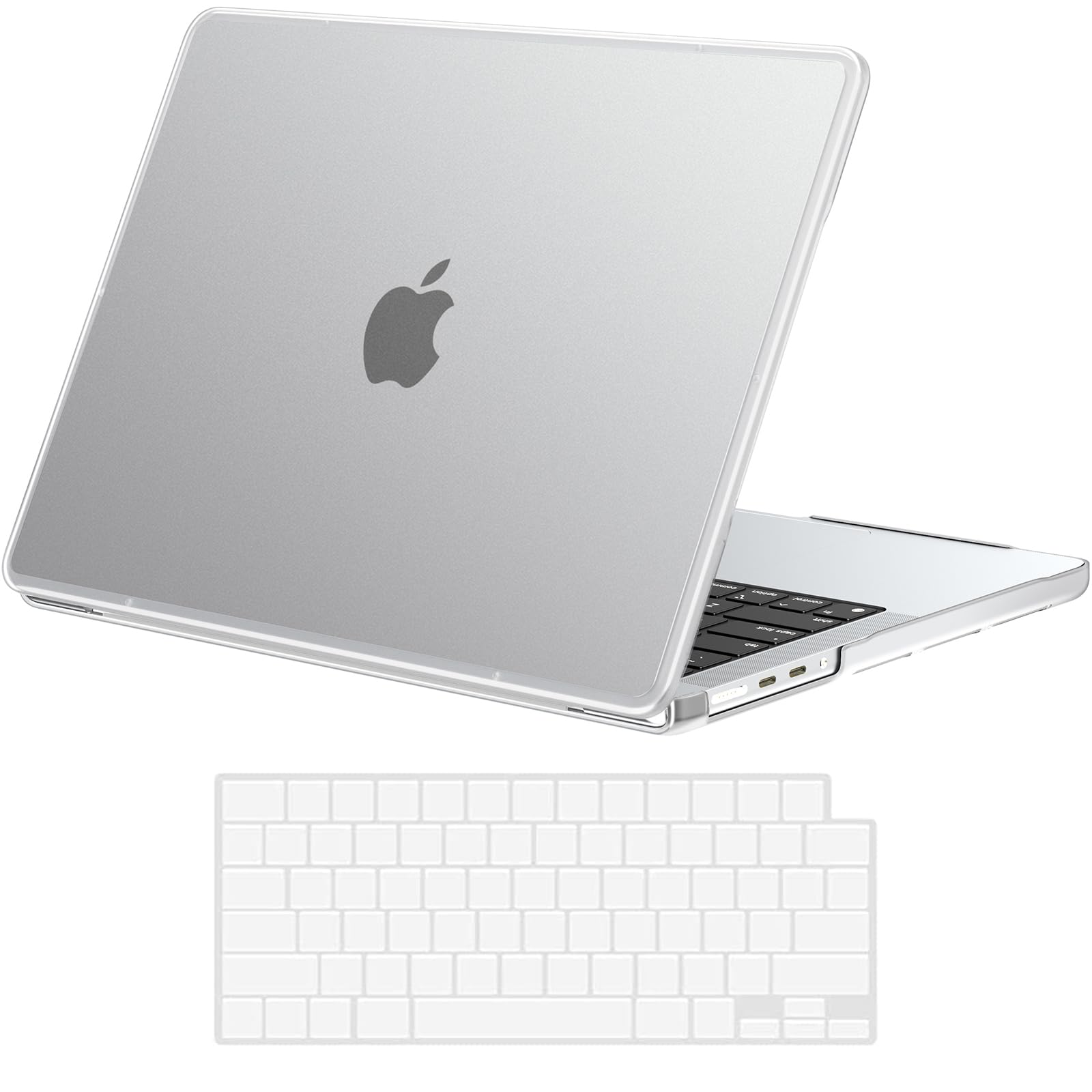 BlueSwan Anti-Cracking Hard Shell Case Compatible with MacBook Pro 14-inch M5 2025 2024-2021 Release M4 M3 M2 M1, Anti-Fingerprint Soft TPU Bumper with Keyboard Cover, Frosted(Clear Bumper)