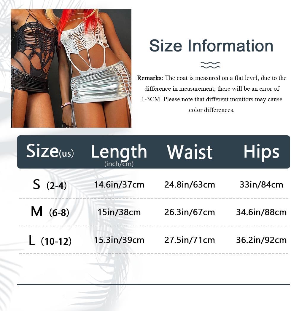 EVILD Silver Metallic Sexy Skirt Mini Micro Club Skirt Rave Outfits for Women - Image 6