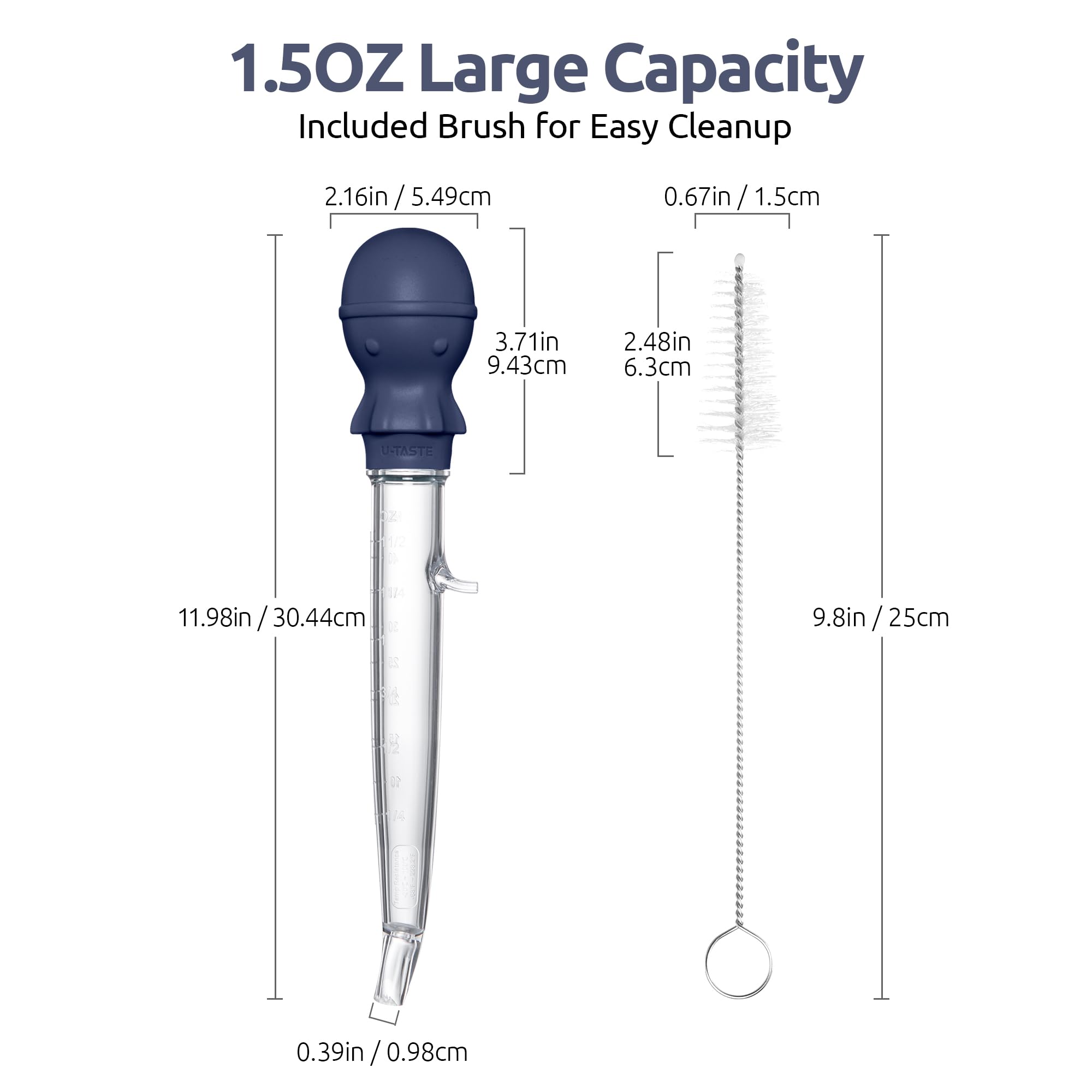 Amazon.com: U-Taste 228.2℉ Heat Resistant Food Grade 1.5oz Angled Turkey  Baster, and 480℉ Heat-Resistant Food-Grade Non-Stick Firm Cooking Tong 9  inch (Midnight Blue): Home & Kitchen