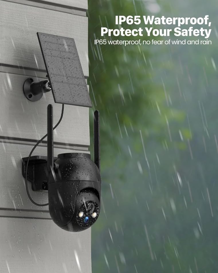 VicoHome bezprzewodowa zewnętrzna kamera monitoringu z panelem solarnym – kamera Wi-Fi 2K bateria, monitoring PTZ 360°, noktowizja, wykrywanie ruchu AI, 2-way audio, wodoodporna, chmura/karta SD