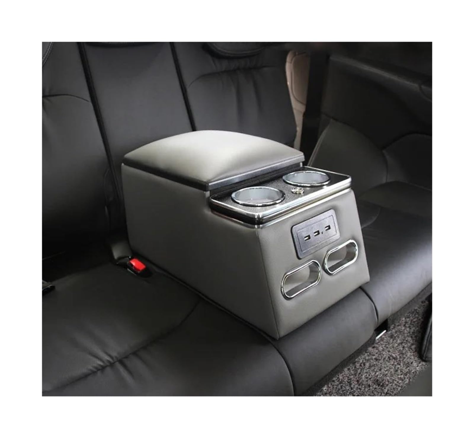 Car Interior Rear Handrail Armrest Box With Atmosphere And Charging FOR FORD For Fiesta For Ecosport For Mondeo For Kuga For Edge(Model A Grey)