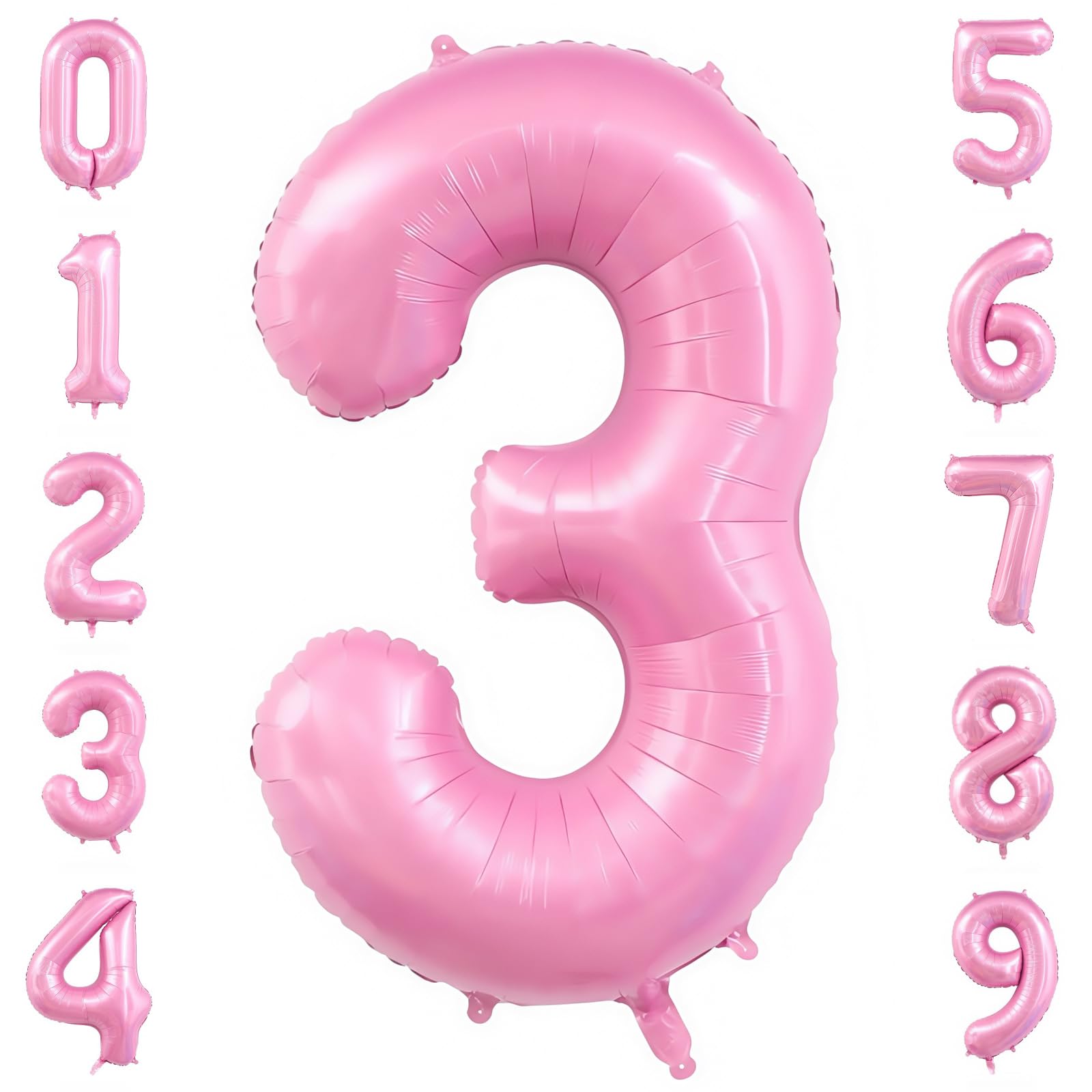 Pastel Pink 3 Balloon Number,40 Inch Light Pink 3 Balloons Large Helium Foil Mylar Number 3 Balloon for Birthday Party Anniversary Decorations