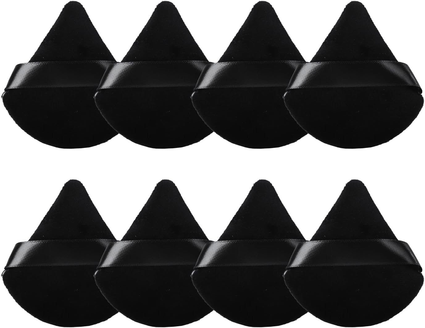 8Pcs Triangular Powder Puffs, Soft Velour Makeup Sponges for Loose Powder and Body Powder, Designed for Contouring, Eye, and Corner, Beauty Makeup Tools, Black