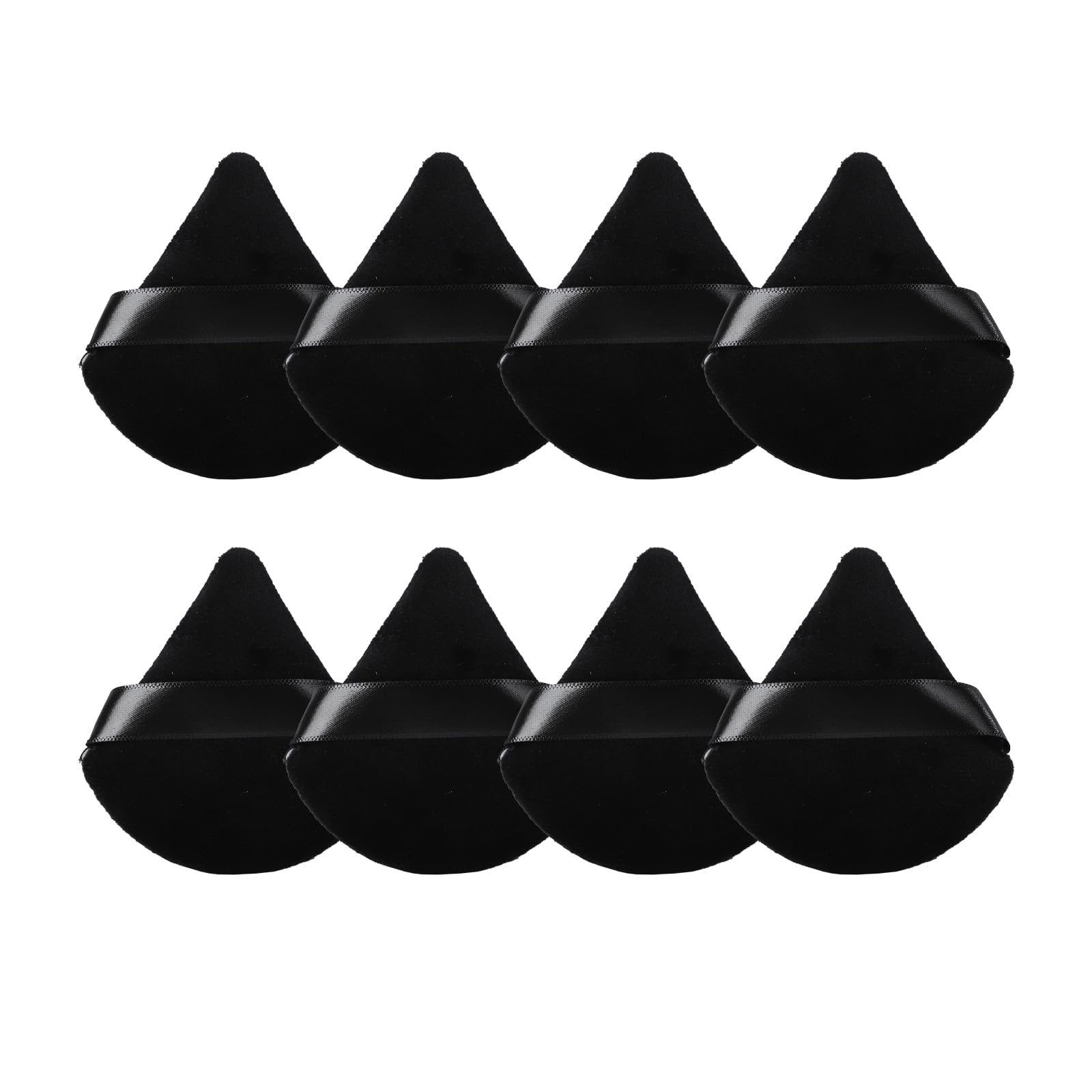 8Pcs Triangular Powder Puffs, Soft Velour Makeup Sponges for Loose Powder and Body Powder, Designed for Contouring, Eye, and Corner, Beauty Makeup Tools, Black