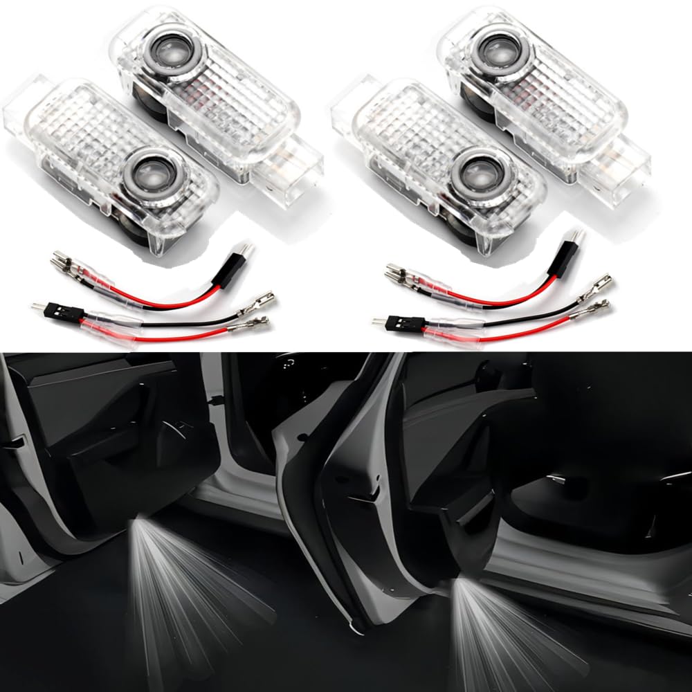 4 Pcs Car Door Lights Logo Projector Compatible with A1/A3/A4/A5/A6/A7/A8/Q2/Q3/Q5/Q7/Q8/TT/R8... Car Accessories, No Fade HD LED Car Welcome Projector Lights