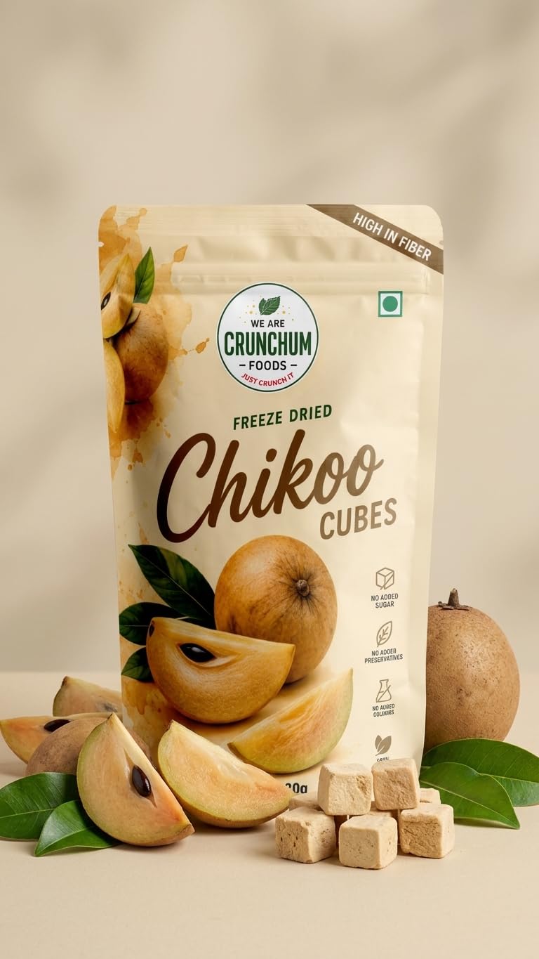 Crunchum Foods Freeze Dried Chikoo Cubes 20g | High in Fibre, 100% Real Sapota | No Added Sugar, Vegan & Gluten-Free Healthy Crunchy Snack-picture-18