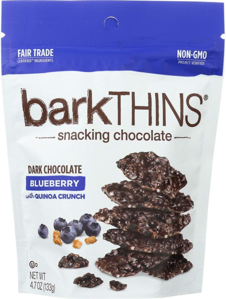 Bark Thins Blueberry Quinoa with Agave Dark Chocolate Snacks, 4.7 Ounce -- 12 per case12Fair Trade CertifiedFair Trade CertifiedFair Trade Certified