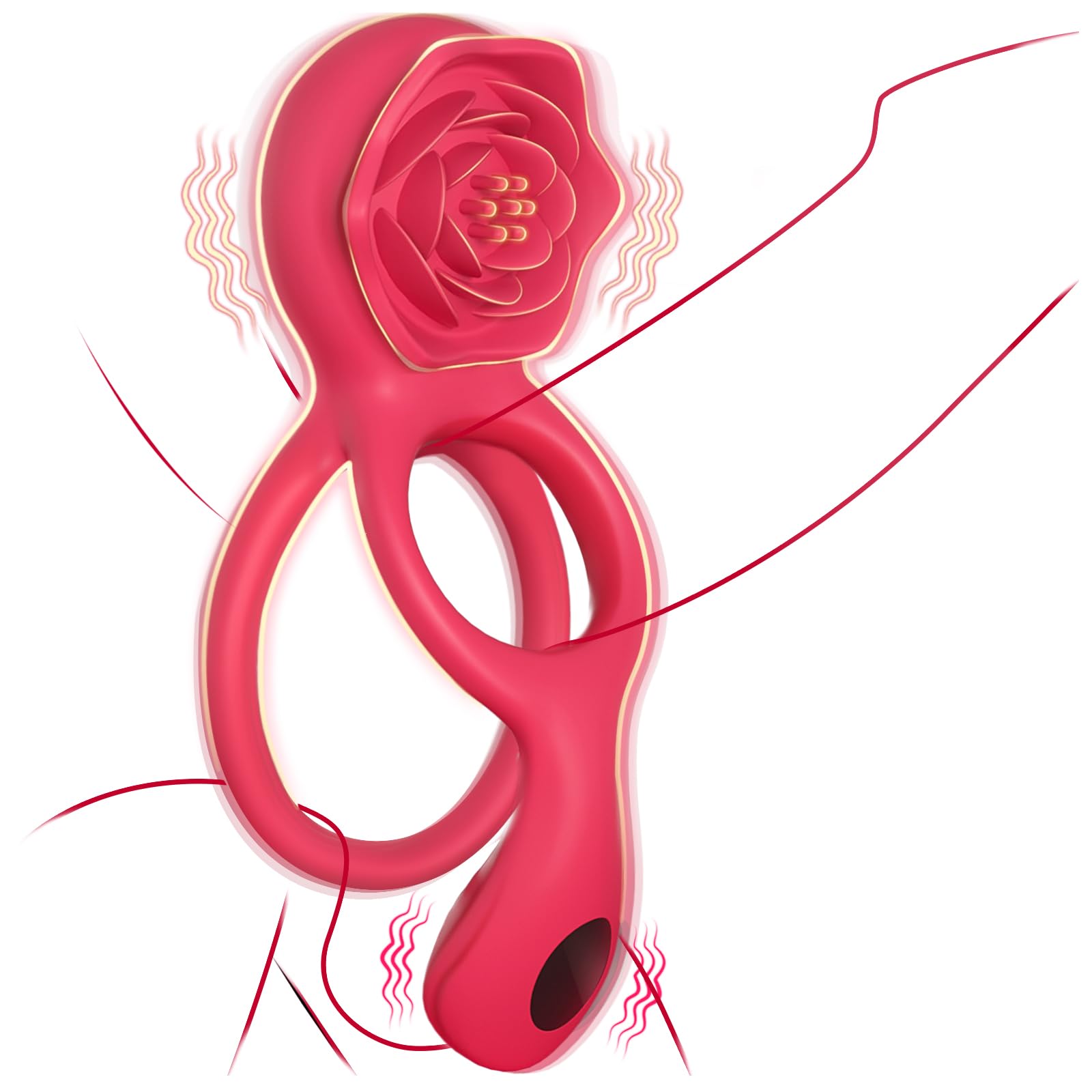 3 IN 1 Anillos Vibrador Pene con Cock Ring para Pareja, Juguetes Eróticos para Estimulador el Clítoris Mujer y Testicular Hombre, Silicone Masajeador con 9 Modos, Suave y Elástica, Duradero (YJT-029)