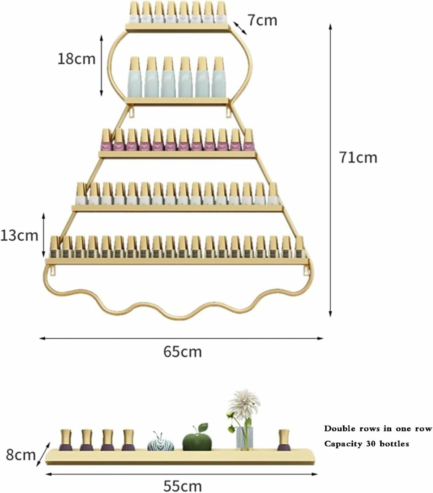 Expositor de esmaltes de uñas de 5 Niveles para Montar en la Pared, Ideal para Salones y Negocios en casa para cosméticos, perfumes, aceites Esenciales y pintalabios.