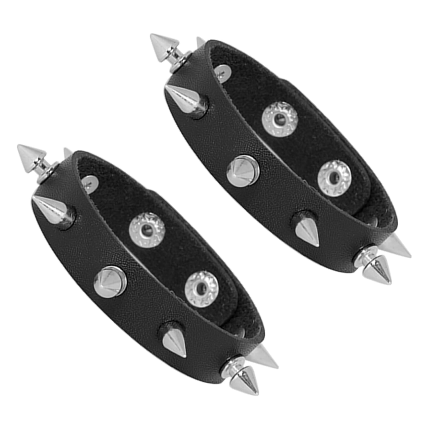 Manfnee PU Leather Braclet for Man Women Goth Punk Rock Leather Cuff Studded Wristband Black