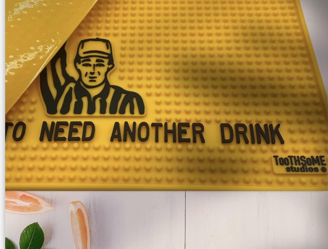 Upon Further Review I'm Going to Need Another Drink 17.7" x 11.8" Funny Bar Spill Mat Rail Countertop Accessory Home Pub Decor Slip Resistant Durable for Craft Brewery Kitchen Cafe and Restaurant