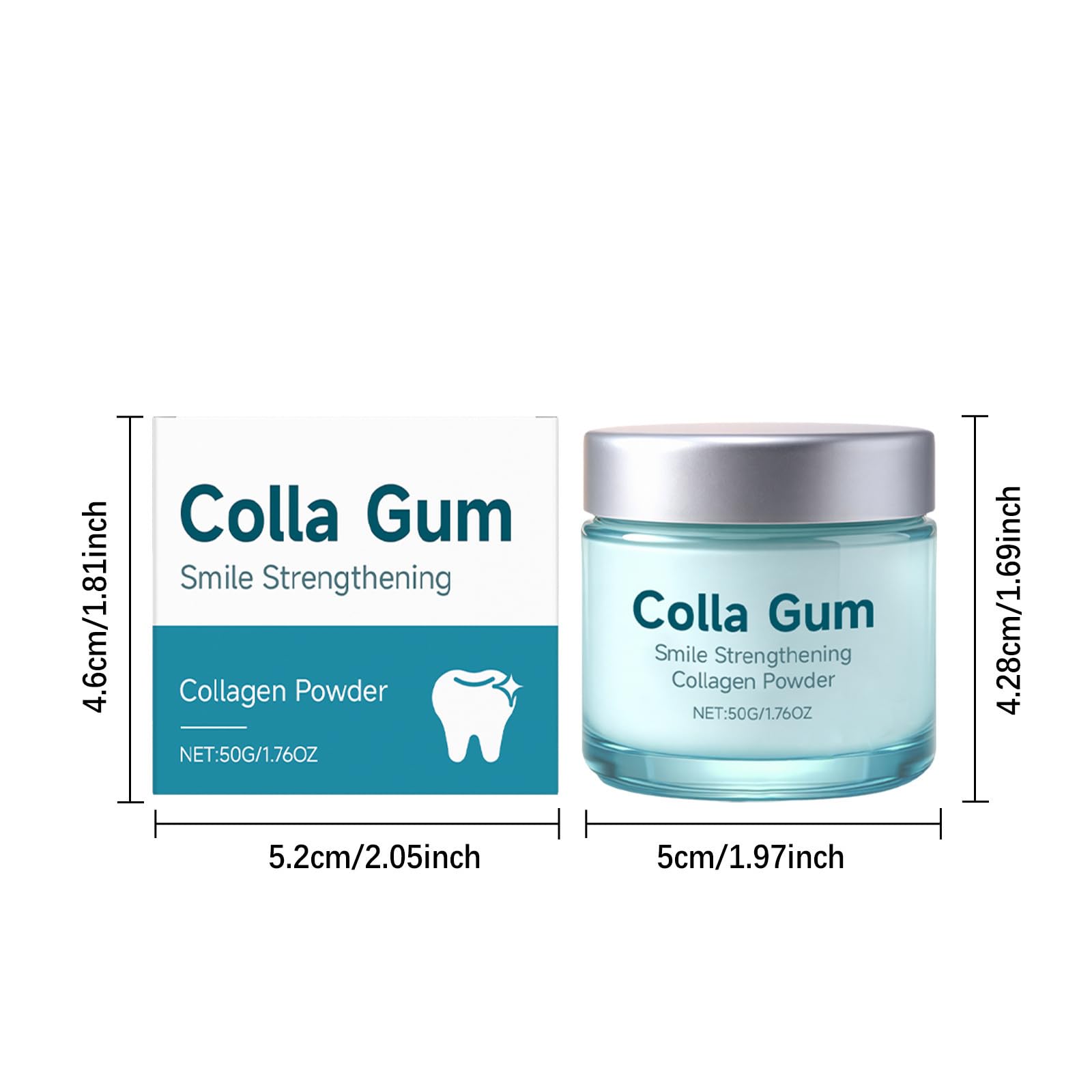 Collagen Dental Whitening Powder 50g, Protects Gums, Brightens Teeth