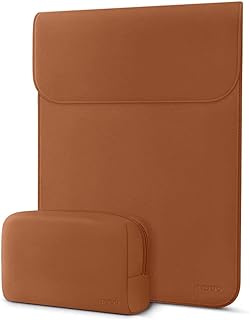 MOSISO Laptop Sleeve Compatible with MacBook Air 13 inch M2 A2681 M1 A2337 A2179 A1932/Pro 13 inch M2 M1 A2338 A2251 A2289 A2159 A1989 A1706 A1708,Faux Suede Leather Case with Small Bag, Brown