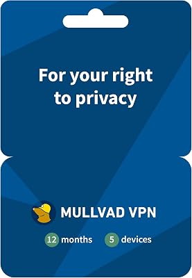 Mullvad VPN - 12 Months for 5 Devices - No-Log VPN Service for Your Privacy