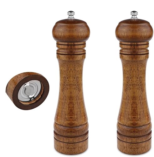 Miniatura 10 de Molinillo de pimienta, molinillo de pimienta de 5 pulgadas, molinillo de pimienta recargable, juego de molinillo de sal y pimienta de roble,