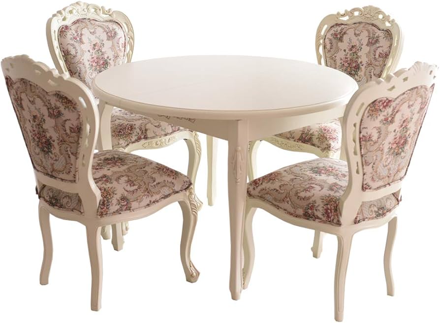 Amazon｜ダイニングテーブルセット 4人丸テーブル 110cmテーブル 無垢