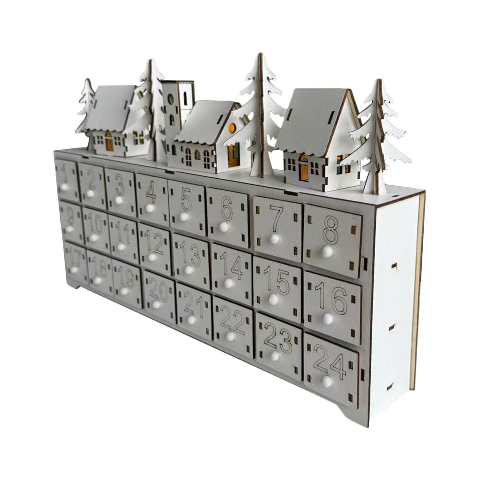 Calendario Adviento Navideño Madera Luces LED Cuenta Regresiva Adviento 24 | Decoración Mesa Letreros Mesa Rústicos Madera LED Reutilizables Cuenta Atrás Adviento Decoración