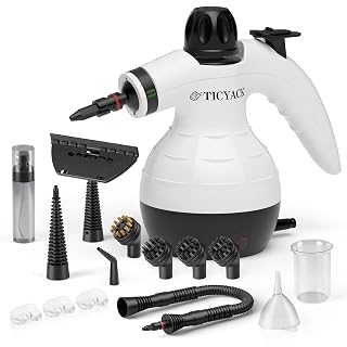 Steam Cleaner, Handheld Steam Cleaner for Home, 16-Piece Steam Cleaner Kit with Automatic Steam Switch, Steamer for Kitchen, Bathroom, Car, Living Room and Multi-Surface Deep Cleaning (White) - Amazon product rated Grade A