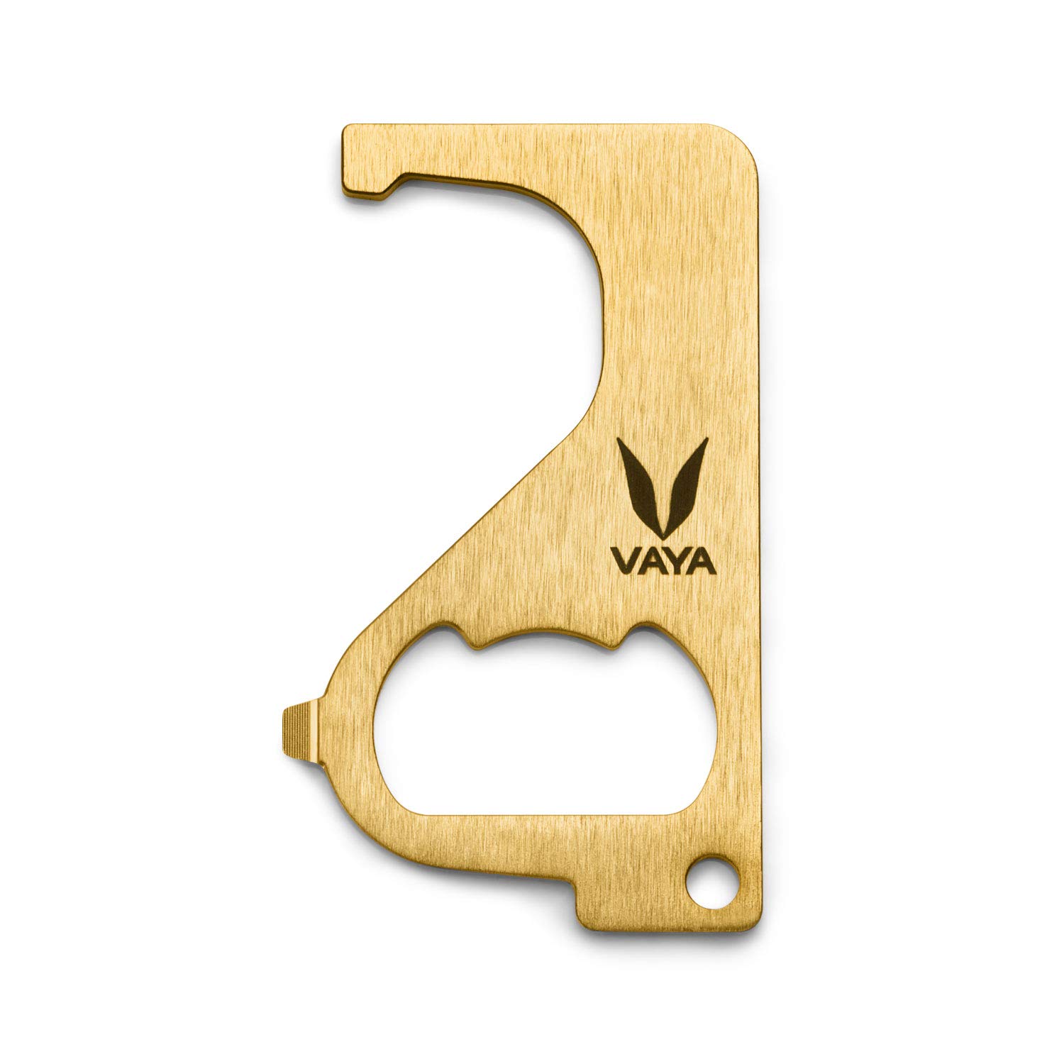 Vaya SafeTouch Multipurpose Safety Key ? Anti-Microbial Brass Hand Tool, Door Opener, Contactless Key Tool for Handles, Lift Buttons, Hygiene Key for Infected Surfaces, Bottle Opener, Pack of 1