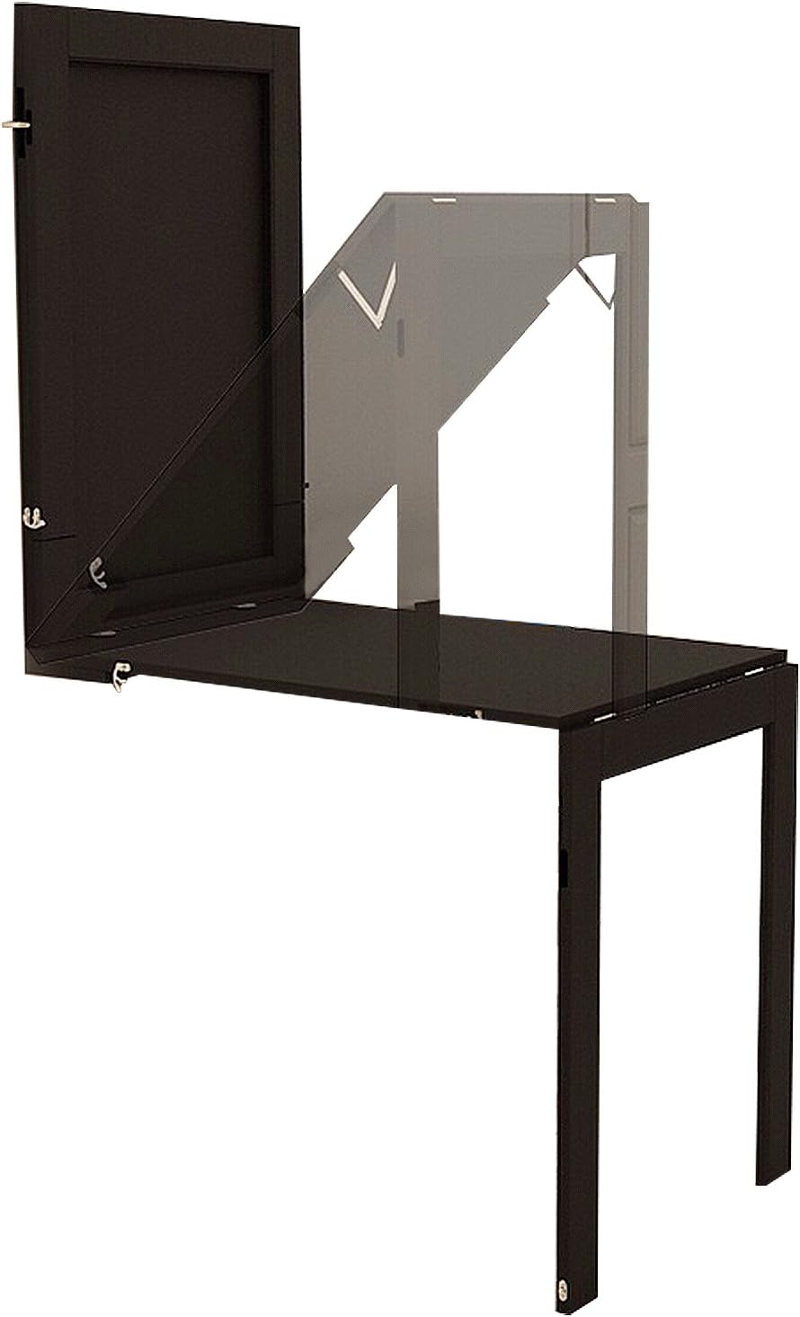 Isasar Wall Mounted Folding Table Space Saver Fold Out Convertible Desk (Black)