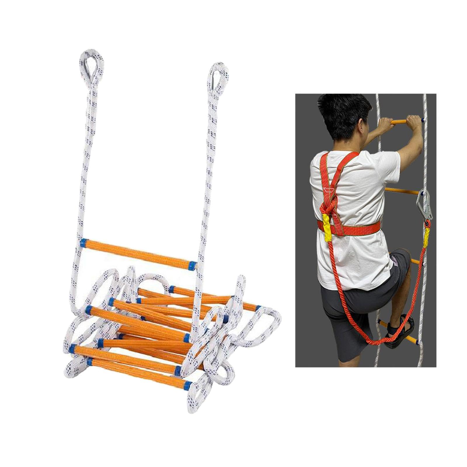 Escalera de Emergencia Portátil y Fuerte Cuerda de Nylon Resistente a Temperaturas Fácil Instalación y Reutilización Adecuada para Niños