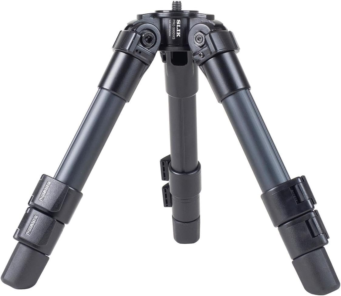 SLIK PRO AL-500DXS Heavy Duty Short Tripod Legs 16" Tall (613-501) - Folds Down to 11", Weighs 1.75lbs, Supports 22lbs - Great for Table Top or Ultra Low-Angle Photography