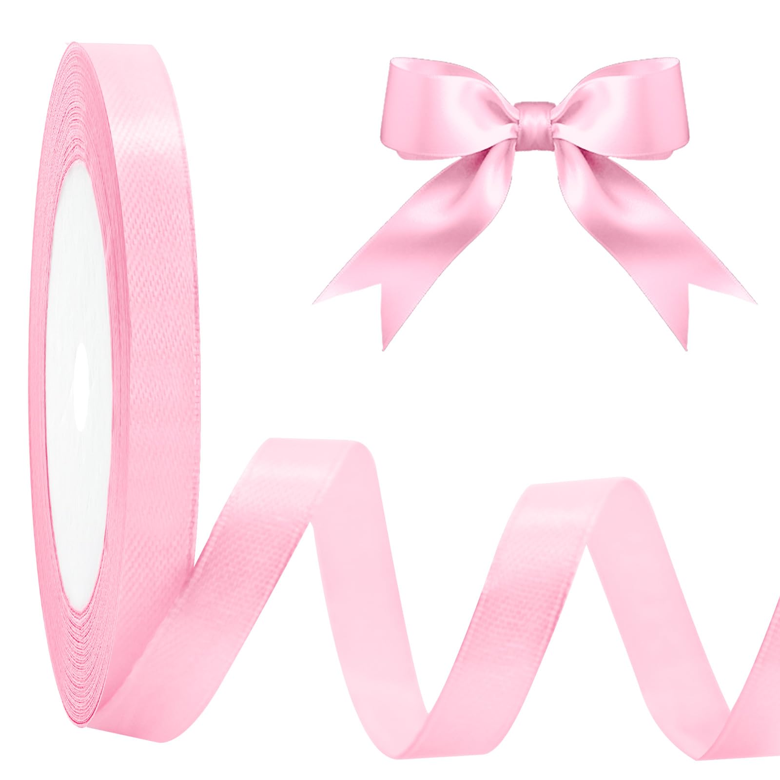 MOXYOY Pink Stain Ribbons,10mm/22.8m Ribbon for Gift Wrapping, Ribbon Decoration for Present,Car Wedding, Party Balloon,Valentine's Day,Christmas,Cake,Bouquet,Crafting (Pink)