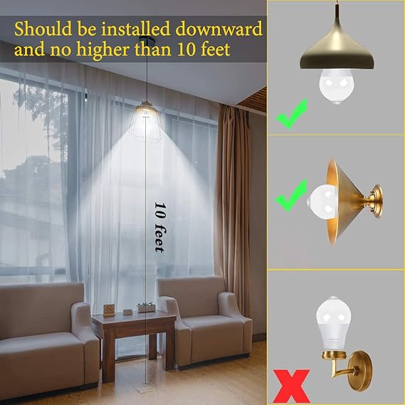 Aukora Motion Sensor Light Bulbs and E26 E27 Bulb Socket Extender, Bendable Medium Base Light Socket Converter for Motion Sensor Light Bulbs Standard LED Bulb, Adjustable Vertical 180 Horizontal 360