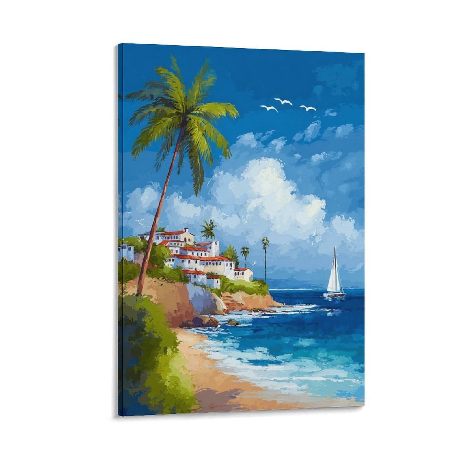 Newport Beach Posters 20x30inch(50x75cm) Vintage Watercolor Canvas Art